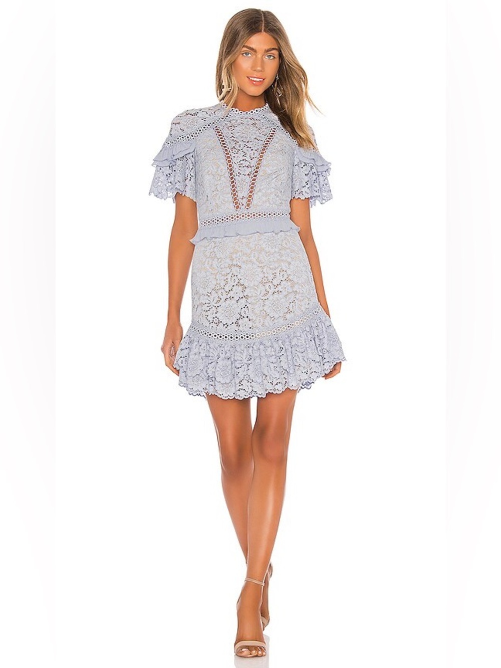 Revolve x Saylor Julep Lace Mini Dress in Sky Blue